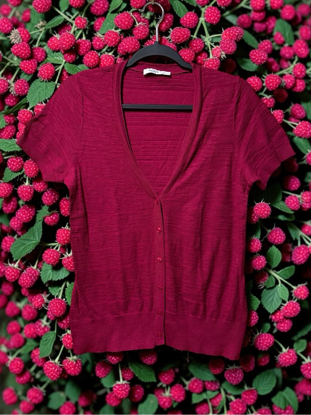 Ricki’s Raspberry Red Textured Knit Lightweight Cardigan - Picture 12 of 12